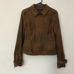 Brown suede moto jacket